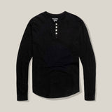 Lightweight Slub Cotton Henley – Standard Fit –Black